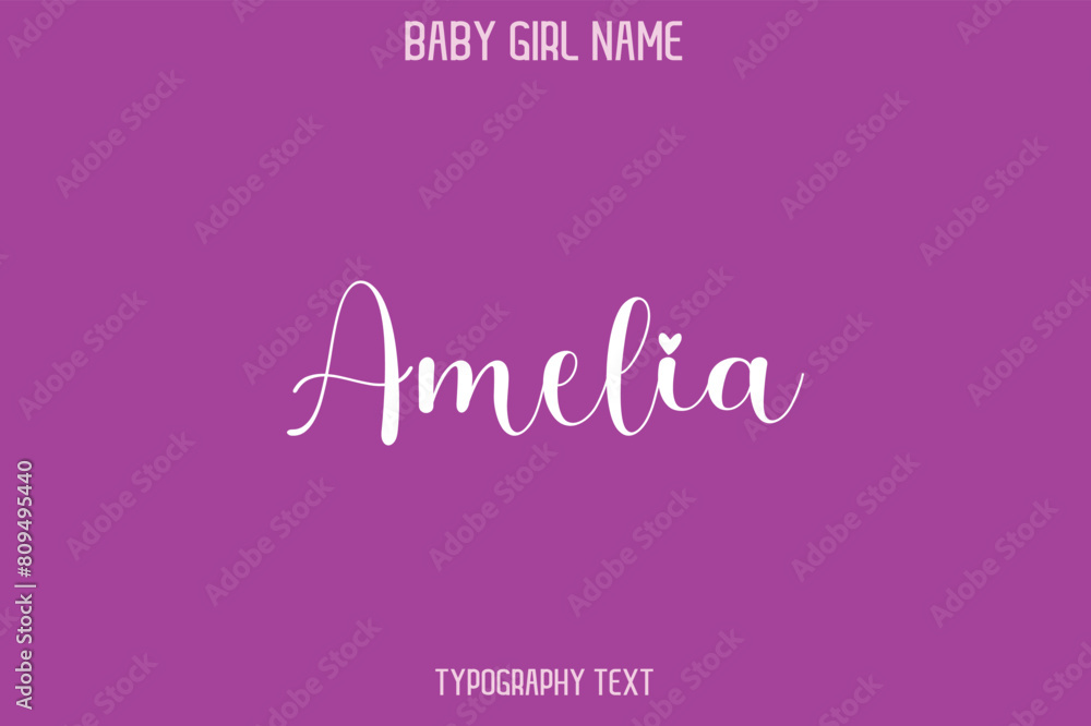 Amelia Female Name - Cursive Handwritten Lettering Modern Typography Text Amelia Female Name - Cursive Handwritten Lettering Modern Typography Text