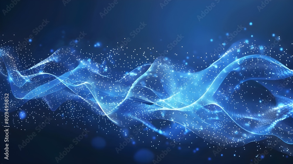 Abstract wave element for design blue curve and light lines background 