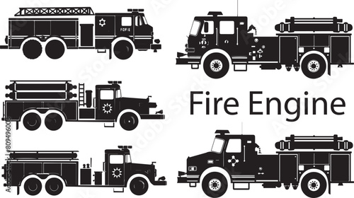 Fire Engine car silhouette vector Illustration 
