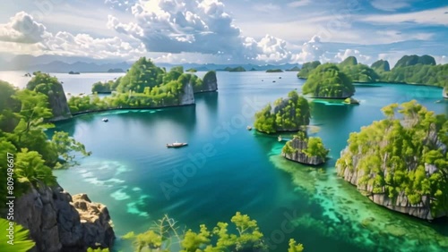 video view of the Raja Ampat tourist attraction in Papua, Indonesia photo