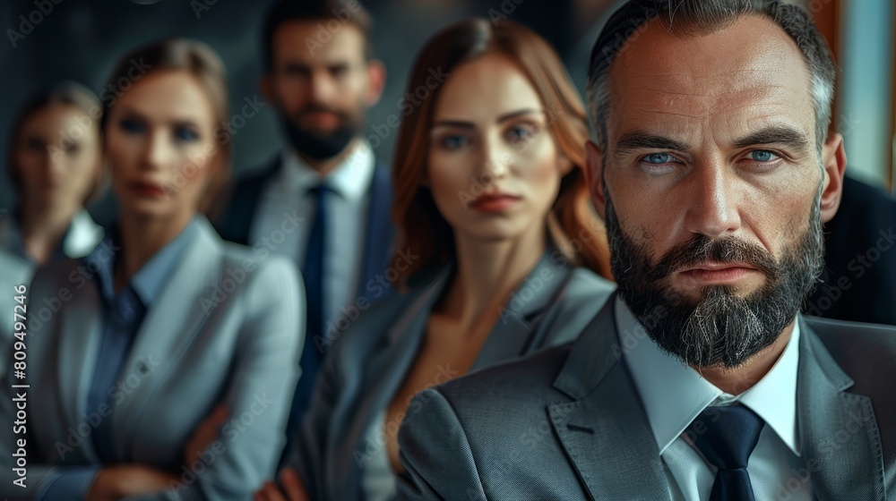 Business people looking at camera hyper realistic Business people looking at camera hyper realistic