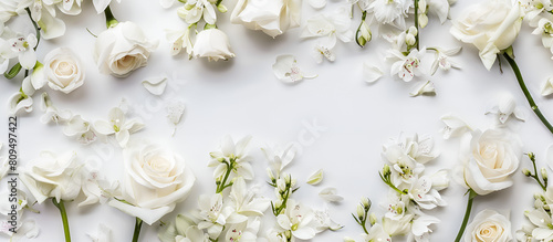 Creative white flowers layout floral pattern or background
