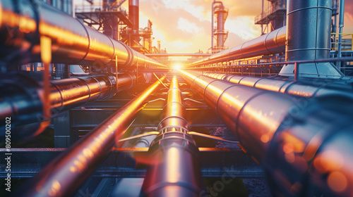 Gas pipeline network in petrochemical oil refinery plant