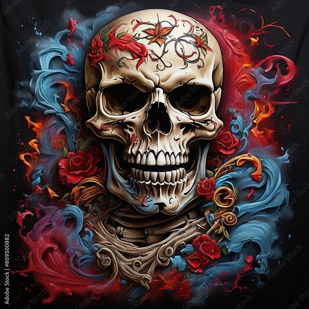 Free photo Skull with weapons skull and cross in the style of Colorful Rock Free photo Skull with weapons skull and cross in the style of Colorful Rock