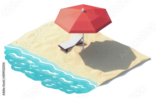 PNG Umbrella on beach outdoors sea white background. photo