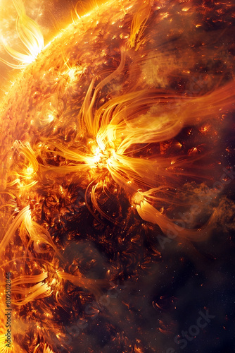 Luminous Fusion:A Watercolor Glimpse into the Sun's Radiant Core