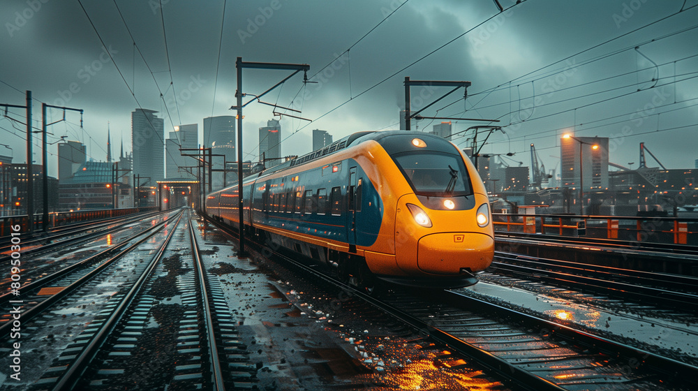 Rail Transport - Photos of high-speed trains transporting passengers and goods between different parts of the port, emphasizing the efficiency and speed of rail transport.