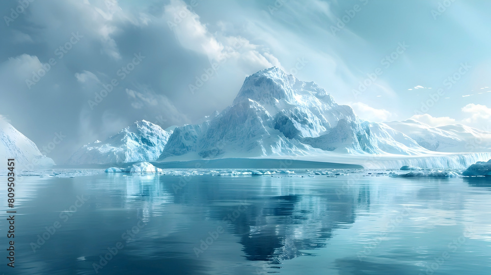 Majestic Arctic Landscape with Towering Glacial Formations and Serene Reflections Majestic Arctic Landscape with Towering Glacial Formations and Serene Reflections