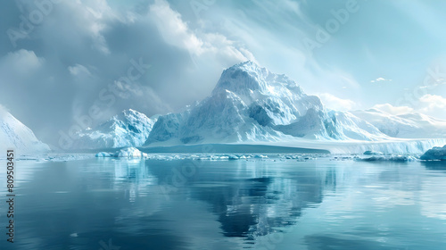 Majestic Arctic Landscape with Towering Glacial Formations and Serene Reflections