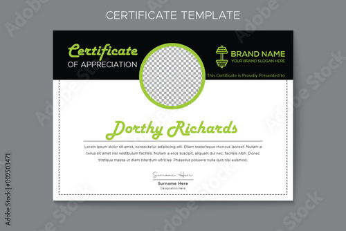 Gym fitness show award certificate template design
