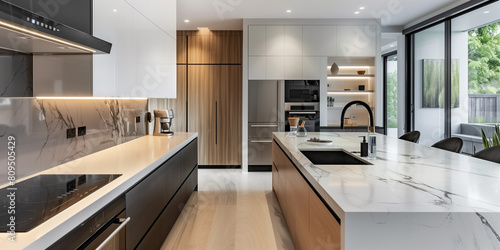 Minimalist Kitchen Oasis  Design a sleek kitchen space with minimalist cabinetry  integrated appliances  and a clutter-free countertop for a clean and contemporary look.
