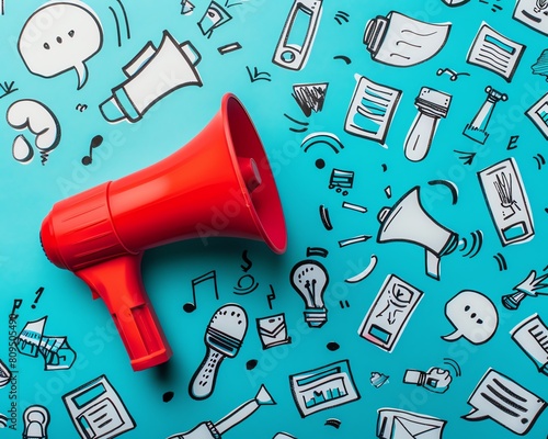 Use the megaphone to promote your business. Make some noise and let everyone know about your great products or services. Get the word out there and start seeing results!