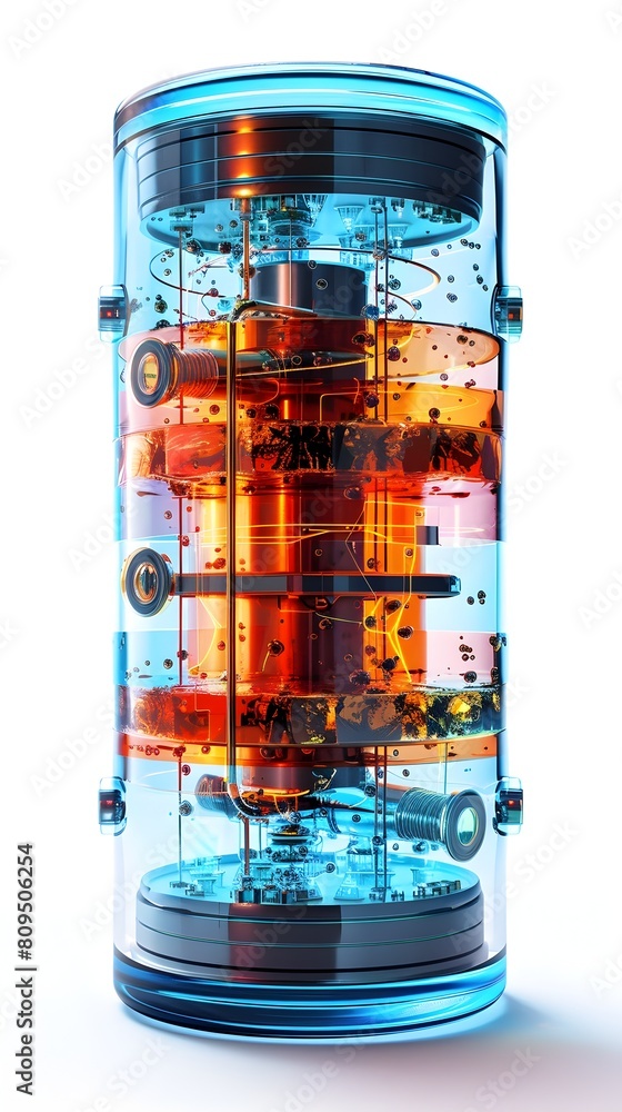 Obraz premium Nanowire Powered Redox Flow Batteries Elevating Energy Storage Solutions in Cinematic Watercolor Render