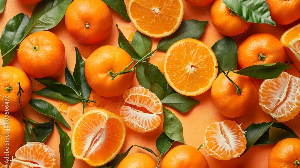Bright and Juicy Clementine Slices in Artful Overhead Arrangement Bright and Juicy Clementine Slices in Artful Overhead Arrangement