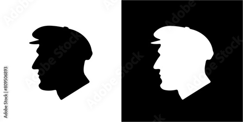 silhouette of man with caps
