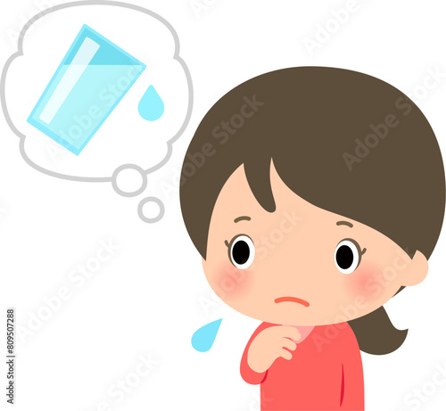 喉が渇いて水を飲みたい女性