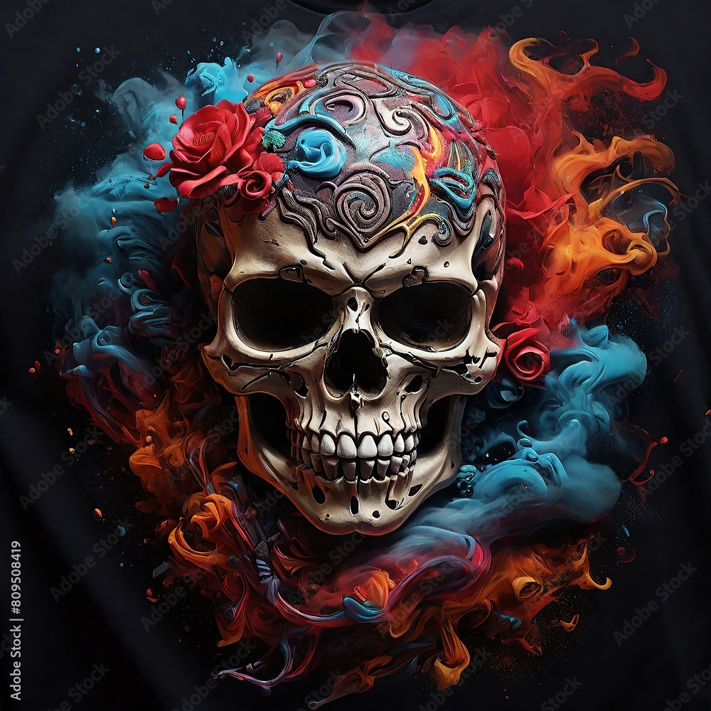 Free photo 3d Skull with weapons skull and cross in the style of Colorful Free photo 3d Skull with weapons skull and cross in the style of Colorful