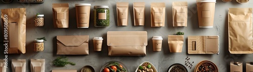 The commitment to sustainability is evident in the ecofriendly packaging used for food delivery, featuring recycled and compostable materials.AI Generate photo