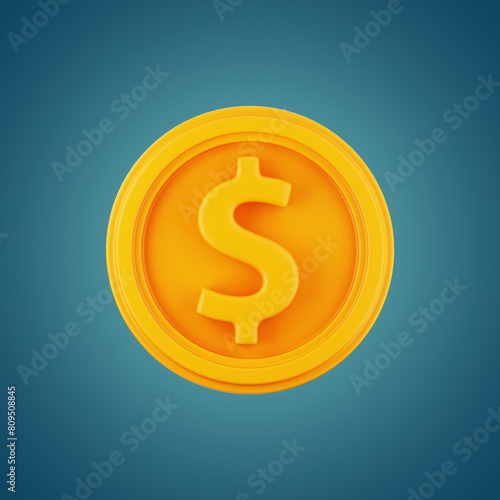 premium gold dollar coin bank icon 3d rendering on isolated background photo