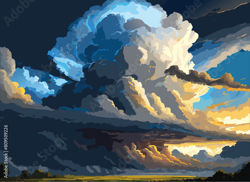 Dramatic storm clouds over beautiful landscape