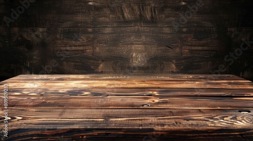 Wooden table top with copy space. Studio background hyper realistic 