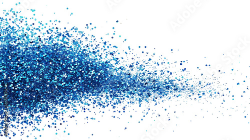 splashes of blue glitter powder on white background