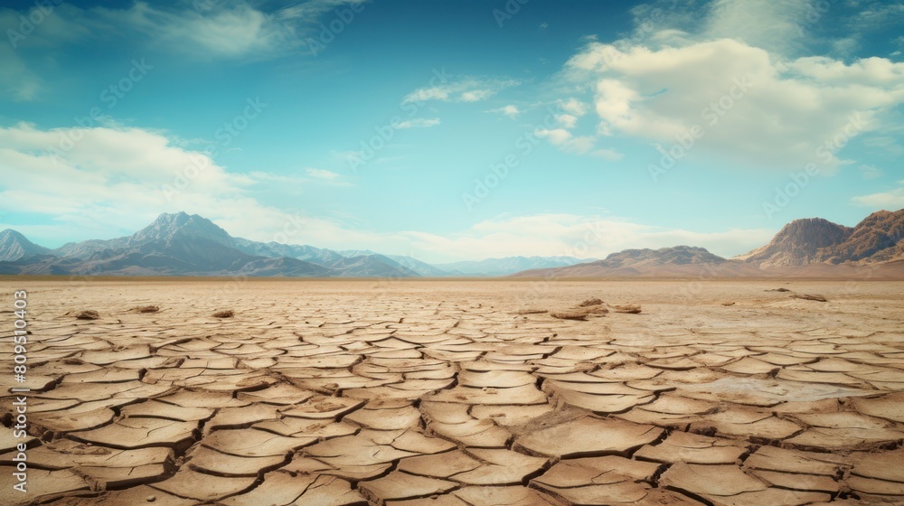 Dry and cracked earth in the desert. Global warming concept.
