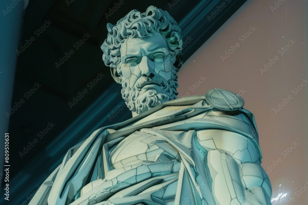 Obraz premium Abstract classic stoic ancient greek, roman sculpture. Portraying a style of historical stoicism with a cultural expression.