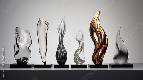 A Lineup of Sculptural Art Pieces Displayed: Exploring Form and Expression photo