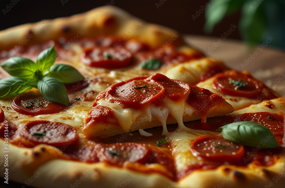 Closeup photo of a pizza
