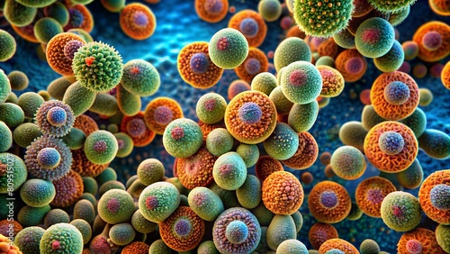 Highly Magnified View Reveals Stunning Geometric Patterns Crafted by Densely Packed Bacterial Community. photo