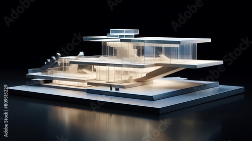 A Modern Architectural Model Displayed Against a Clean, White Background: Showcasing Innovative Design and Precision Detailing