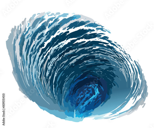 Top down cyclone graphic isolated on a white background