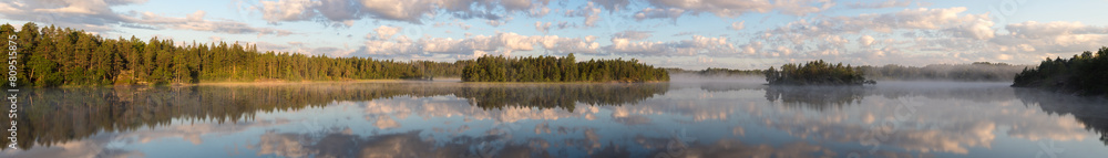 panorama with fog and clouds panorama with fog and clouds