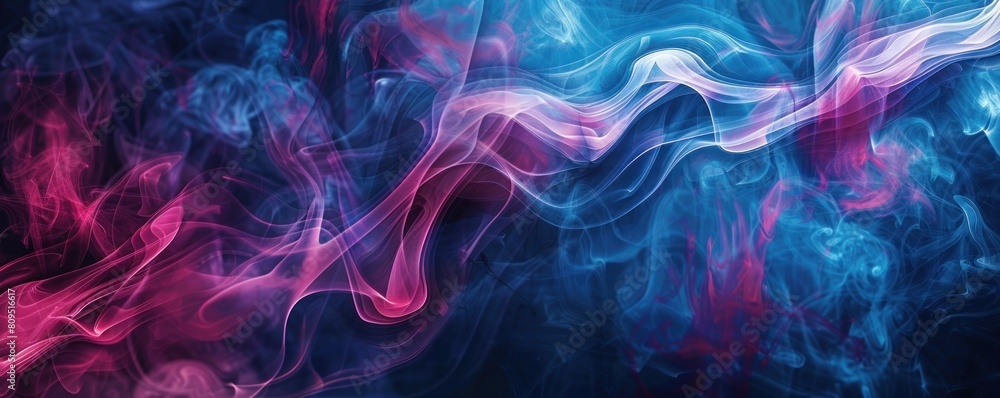 Fototapeta premium Abstract vibrant streams of rich smoke in midnight blue and crimson