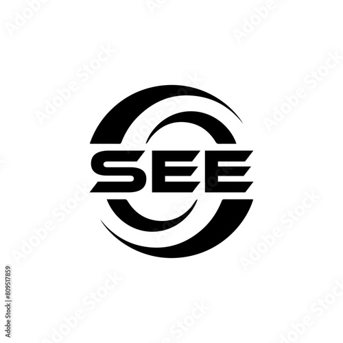 SEE logo. S E E design. White SEE letter. SEE, S E E letter logo design. Initial letter SEE letter logo set, linked circle uppercase monogram logo. S E E letter logo vector design.	
