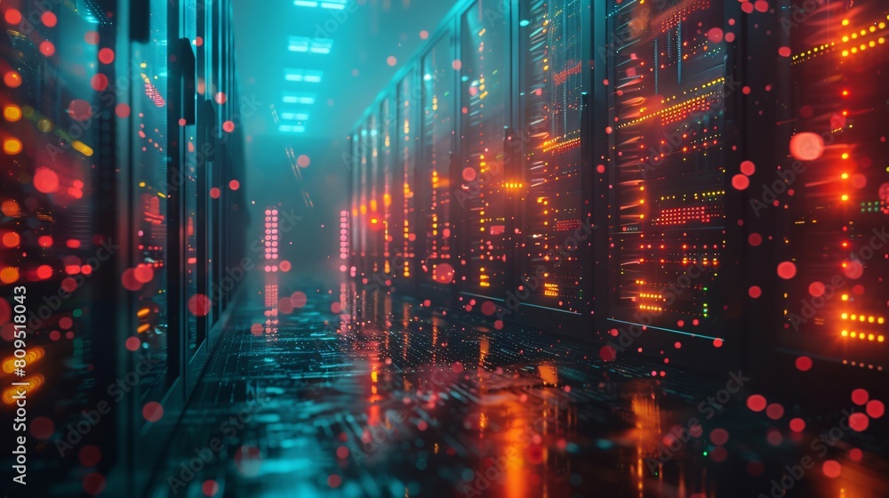 A high-tech data center, with rows of glowing servers: The Hub of Storage Solutions. A high-tech data center, with rows of glowing servers: The Hub of Storage Solutions.