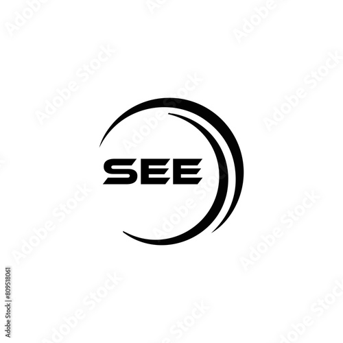 SEE logo. S E E design. White SEE letter. SEE, S E E letter logo design. Initial letter SEE letter logo set, linked circle uppercase monogram logo. S E E letter logo vector design.	
