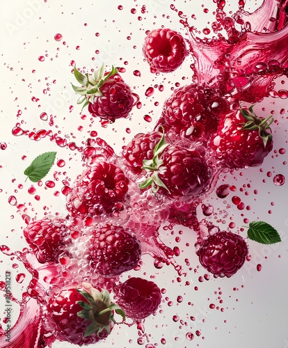 Photography a dynamic and visually captivating Raspberry many piece featuring a splash of your favorite drink