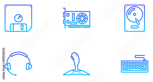 Computer Hardware Line Gradient Icon pictogram symbol visual illustration Set