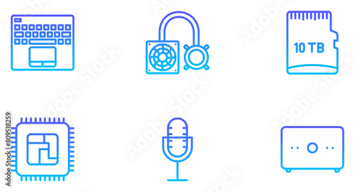 Computer Hardware Line Gradient Icon pictogram symbol visual illustration Set