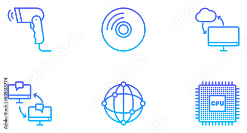 Computer Hardware Line Gradient Icon pictogram symbol visual illustration Set