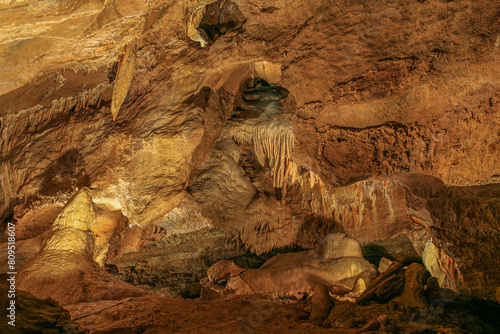 Stone decoration in Koneprusy caves in region known as Bohemian Karst, Czech Republic. photo