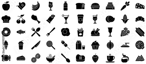 Food & Drinks Glyph Icon pictogram symbol visual illustration Set