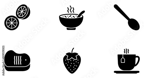 Food & Drinks Glyph Icon pictogram symbol visual illustration Set