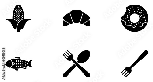 Food & Drinks Glyph Icon pictogram symbol visual illustration Set