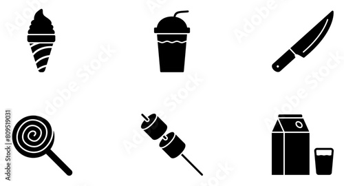 Food & Drinks Glyph Icon pictogram symbol visual illustration Set
