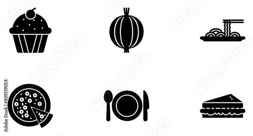 Food & Drinks Glyph Icon pictogram symbol visual illustration Set