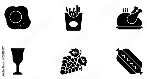 Food & Drinks Glyph Icon pictogram symbol visual illustration Set