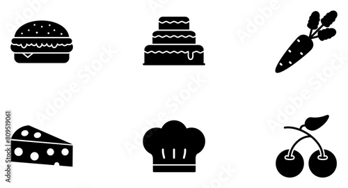 Food & Drinks Glyph Icon pictogram symbol visual illustration Set